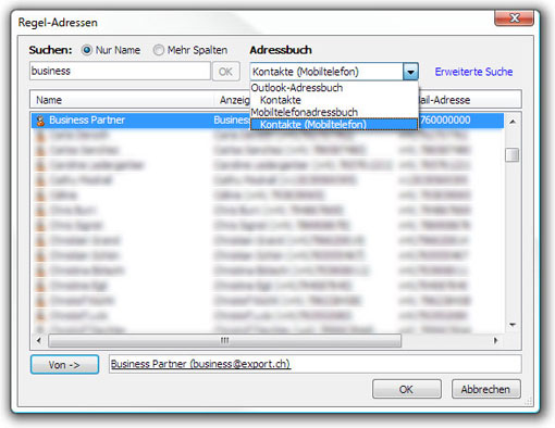 Mobiletelefonadressbuch.