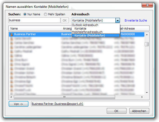 Mobiltelefonadressbuch.